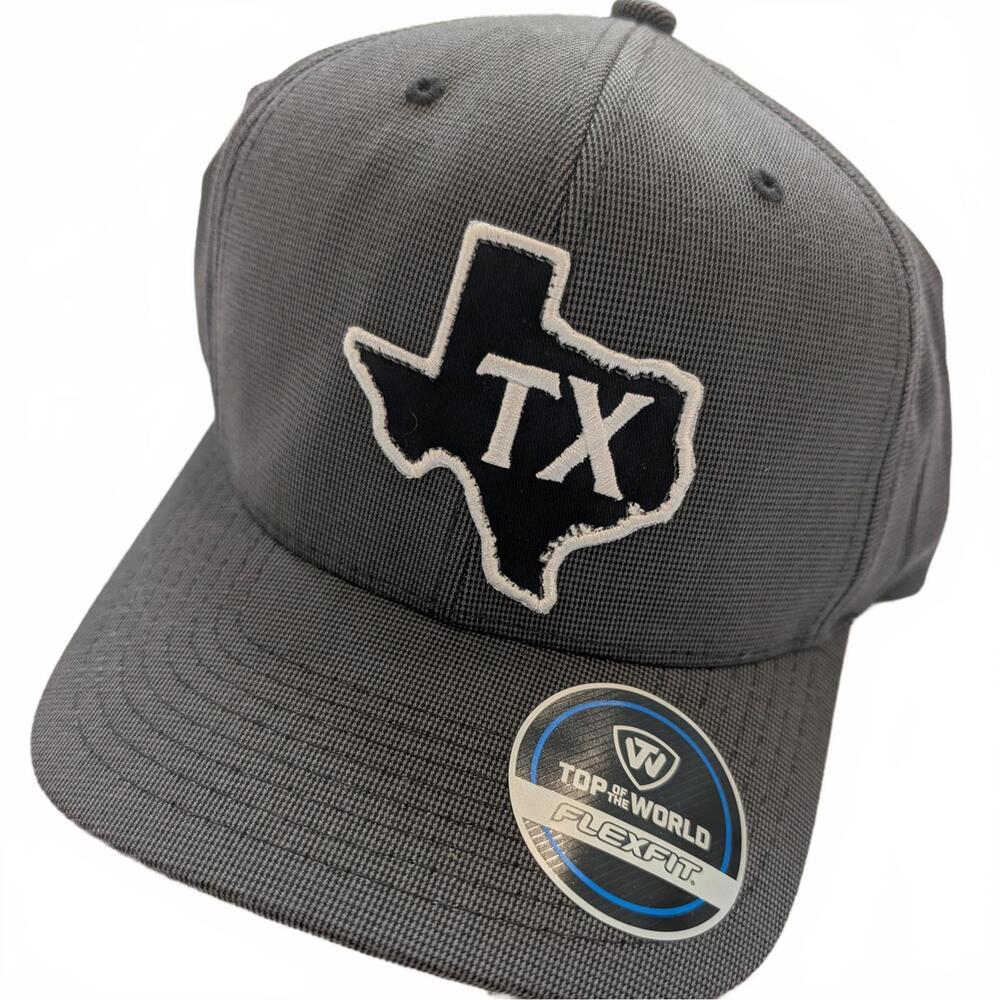 Top of the World TEXAS  TX Mens Gray Towner Flexfit Embroidered Baseball Cap